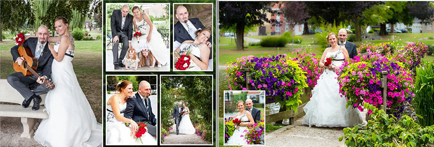 PAGE DU LIVRE DE MARIAGE AVEC PHOTOS DANS UN PARC